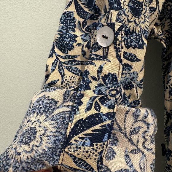 La Mer Luxe Shirt Dress Womens Small Blue Floral Button Up Pockets‎ Rayon Boho - Picture 6 of 15